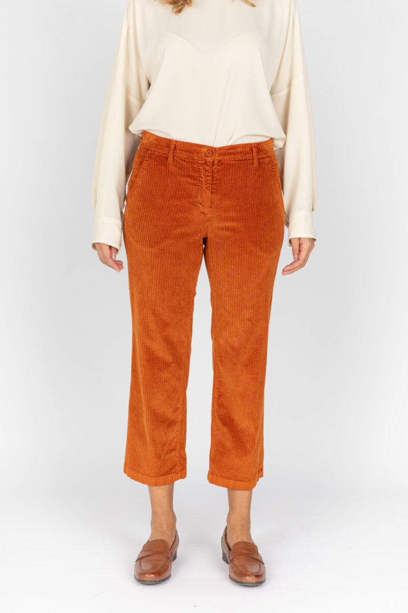 Pantalone arancio linea morbida, da donna