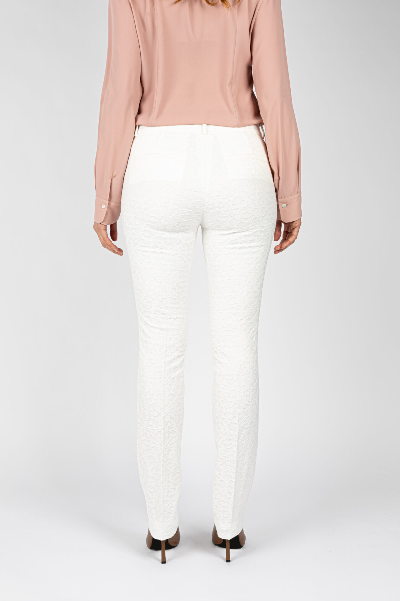 Pantaloni gamba regolare tessuto jacquard colore bianco P19671T51 - 4