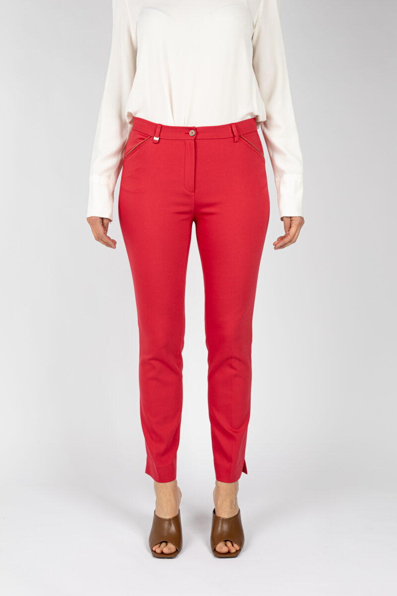 Pantaloni linea a sigaretta, da donna in colore rosso P19642G - 1