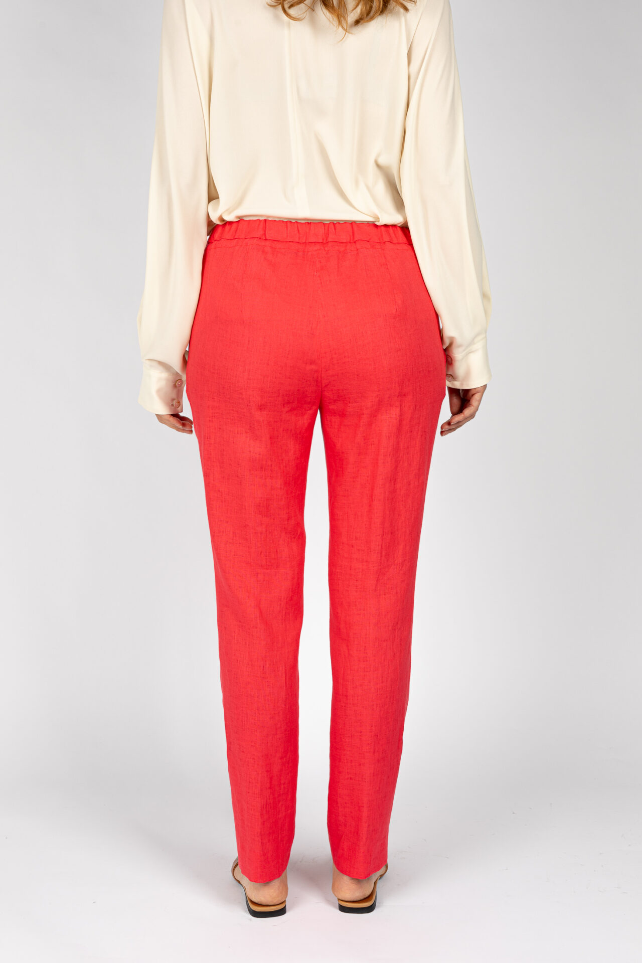 Pantaloni linea morbida, da donna in colore corallo P19667R - 4